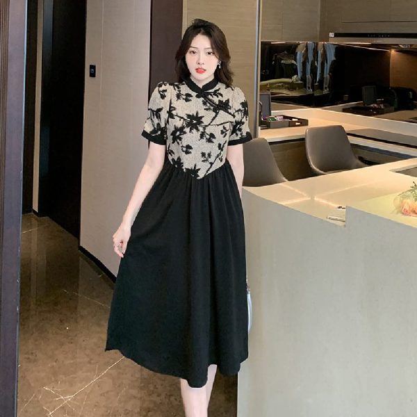 Chinese style retro modified cheongsam floral dress temperament long skirt
