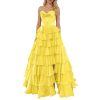 Tulle Floral Prom Dresses for Teens 2025 Tiererd Long Ball Gown Strapless Sweetheart Formal Evening Gowns with Slit