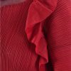 Women's Party Dress Maxi Ruffles Pleated Round Neck Flare Sleeves Solid Lace Up Dress