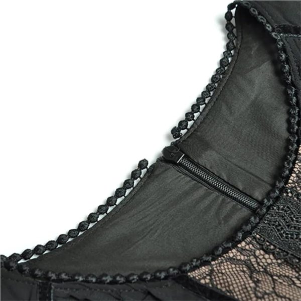 Women's Vintage Patchwork Lace Maxi Dress Bell Sleeve Pleated High Waist Slim A-Line Party Dresses