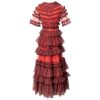 Women Runway Designer Short Sleeve Wood Fungus Ruffled Edge Layered Elegant Cake Bohemian Dress