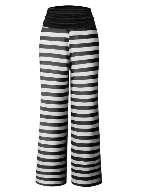 Women's Comfy Pajama Pants Wide Leg Lounge Palazzo Yoga Pants Stretch Casual Floral Print Fold Waist Pants