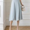 Women Elegant High Waist Office Wear A-Line Maxi Skirts Blue Black EN8 Falda Midi Long Skirt