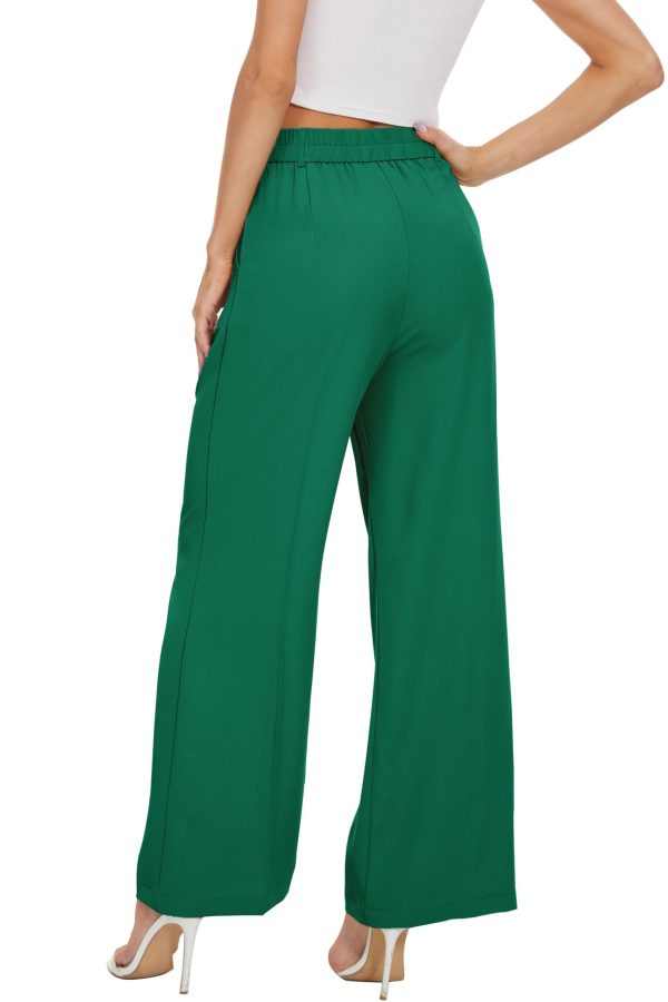 Wide Leg Pants Women's High Elastic Waisted in The Back Business Work Trousers Long Straight Suit Pants