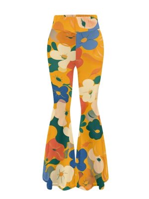 Flare Yoga Pants Women Elegant Funny Graphic Bell Bottoms Pants for Womens High Waisted Flare Leggings Stretch Trousers