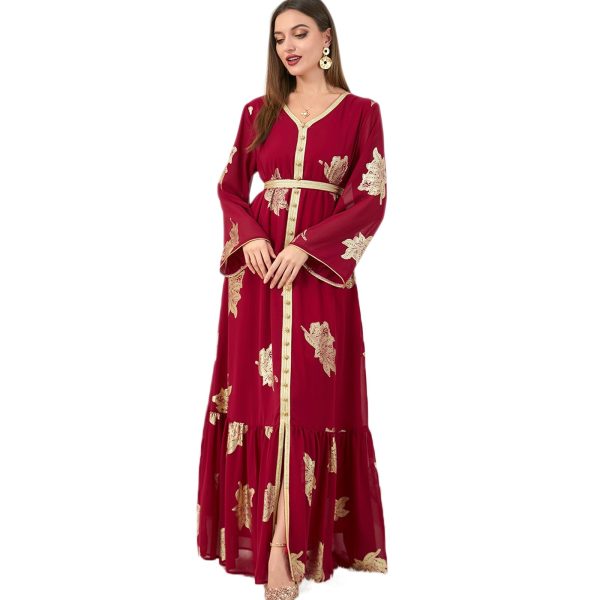 Abaya Dress for Women Dubai Sadui Bead Moroccan Kaftan Fancy Eid Dress