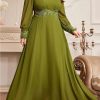 Women's Plus Size Embroidery Patchwork High Waist Maxi Dress V-Neck Lantern Sleeve Loose Fit Party Dresses