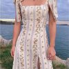 Boho Midi Dress Women Summer Floral Vintage Sleeveless Sundress Lace Up Strapy Slip Dress Beach Party Casual Vestidos