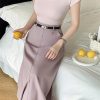 Women's Summer Long Skirt with Belt High Waist Elegant Office OL Big Swing Midi A-Line Skirts