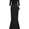 Women's Vintage Floral Lace Ruffle Half Sleeve Evening Party Formal Long Dress