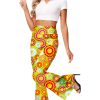 Women's High Waist Stretch Bell Bottom Slim-Fit Flare Leg Hippie Pants