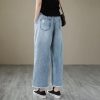 Fashion Spring Summer Ladies Ripped Loose Jeans Women Casual Embroidery Elastic Wide-Leg Denim Trousers