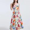 Floral Print Beach Spaghetti Strap Corset Summer Maxi DressWomen Backless Sundress Slim Fit Elegant Casual Skirt Dress