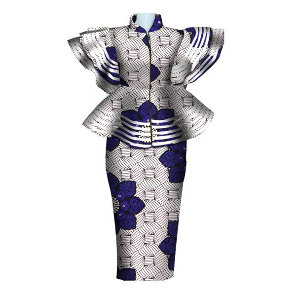Women African Dresses Clothing Dashiki Bazin Riche Dress Women Skirt Set Print Ankara Zipper Top