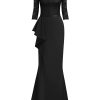 Women's Vintage Floral Lace Ruffle Half Sleeve Evening Party Formal Long Dress