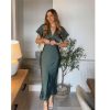 Women's Slim V-Neck Street Holiday Long Skirt, Young and Comfortable Dress