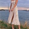 Boho Midi Dress Women Summer Floral Vintage Sleeveless Sundress Lace Up Strapy Slip Dress Beach Party Casual Vestidos