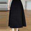 Women's Summer Long Skirt with Belt High Waist Elegant Office OL Big Swing Midi A-Line Skirts