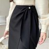 Women's Summer Irregular Skirt with Lace Bow High Waist Elegant Office OL Work Fashion Midi Skirts