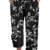 Womens Capri Pants Summer Wide Leg High Waisted Pants Drawstring Casual Trousers with Pockets