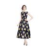Women Runway Patchwork Jacquard Midi Long Sleeveless Office Work Wear Dress