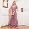 Long Tulle Evening Gowns A Line Floral Appliques Formal Dresses for Women FBAMO04
