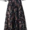 Women's Boho Floral A-Line Dress V-Neck Short Sleeve Net Yarn Cascading Ruffle Summer Beach Dresses