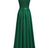 Women's Formal Sleeveless Floral Lace Bridesmaid Party Maxi Dress