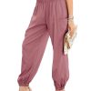 Womens Summer Boho Business Casual Smocked 2025 High Waisted Cargo Summer Long Elephant Pants with Pockets