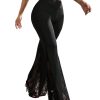 Women's Floral Lace Flare Pant Going Out Dressy Bell Elegant Trousers