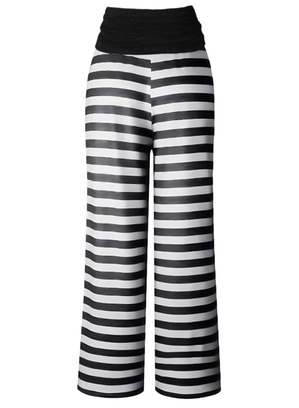 Women's Comfy Pajama Pants Wide Leg Lounge Palazzo Yoga Pants Stretch Casual Floral Print Fold Waist Pants