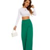 Wide Leg Pants Women's High Elastic Waisted in The Back Business Work Trousers Long Straight Suit Pants
