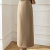 Women Vintage Solid Bodycon Split Wrap Wool Skirt Straight Retro High Waist Long Winter Skirts