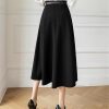 Women's A-Line Skirt with Belt High Waist Loose Office OL Big Swing Midi Skirts