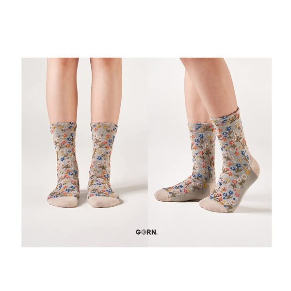 Women Floral Lovely Design Cotton Socks