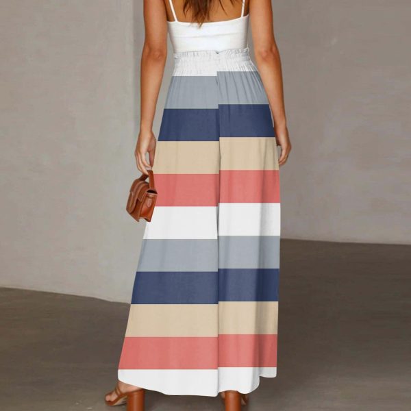 Wide Leg Pants Woman Summer 2025 Flowy High Waisted Trousers Baggy Drawstring Beach Pant with Pockets