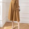 Women Vintage Elegant Big Swing Maxi Skirt High Waist Bandage Belt Cute Umbrella A-Line Long Skirts