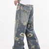 Y2k Baggy Jeans Men Flower Print Graphic Jeans Harajuku Wide Leg Boyfriend Denim Pants Streetwear