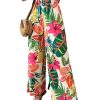 Women's Tropical Palazzo Pants Boho Summer Casual Wide Leg Flowy Trousers