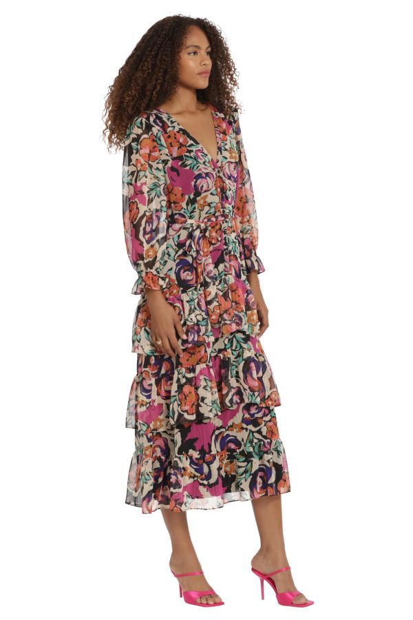 Women's V-Neck Tiered Skirt Maxi Day Dress Event Party Night Out Guest of