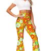 Women's High Waist Stretch Bell Bottom Slim-Fit Flare Leg Hippie Pants