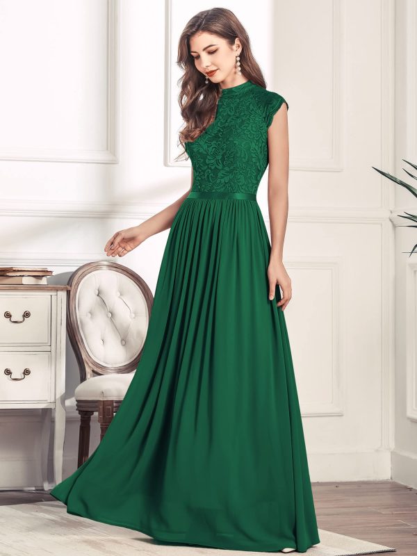 Women's Formal Sleeveless Floral Lace Bridesmaid Party Maxi Dress