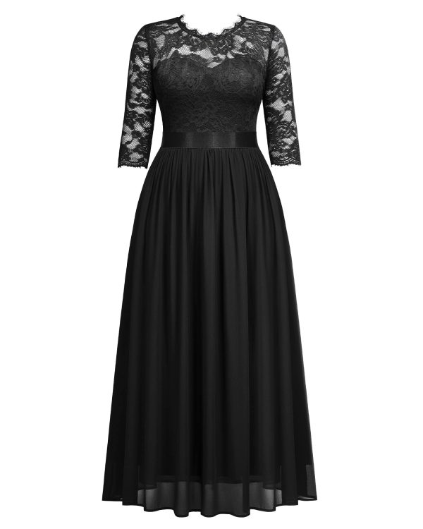 Women's Formal Floral Lace Plus Size Wedding Maxi Dress