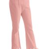 Girl's Fall Knitted Ribbed Bell Bottoms Pants Ruffle Flare Pants Floral Embroidery Trousers for Children's