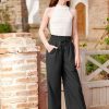Tween Kids Summer with Pockets Wide Leg Drawstring Trouser Loose Fit Solid Bohemian Palazzo Pants Black 11-12 Years