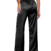 Women's Wide Leg Satin Silky Casual Dress Cocktail Party High Waist Pants