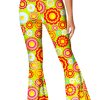 Women's High Waist Stretch Bell Bottom Slim-Fit Flare Leg Hippie Pants