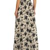 Women Floral Print Long Skirts Bohemian Style Holiday Elastic Waist Drawstring Large Swing A-Line Skirt