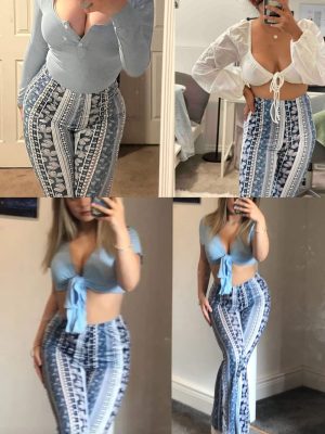 Women's Boho Retro Bell Bottom - EDM 70s Vintage Floral Flare High Waist Stretch Leggings Casual Trouser Yoga Pants