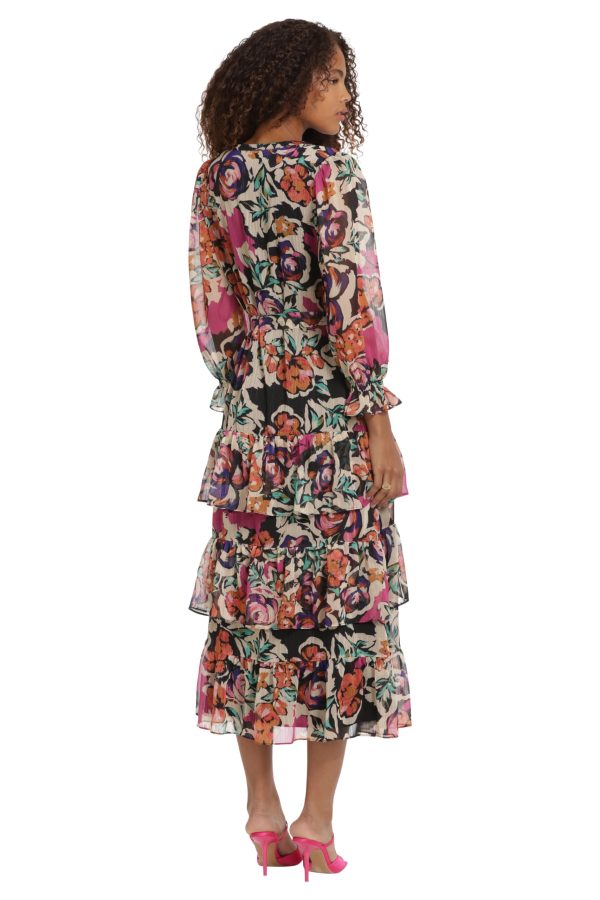 Women's V-Neck Tiered Skirt Maxi Day Dress Event Party Night Out Guest of